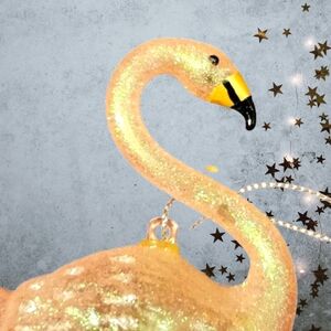 Glittery Pale Pink Flamingo Ornament Dangle Legs Tropical Christmas